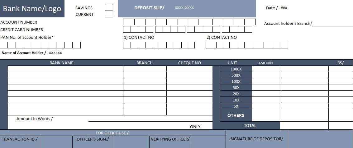 Excel Deposit Slip Template Download